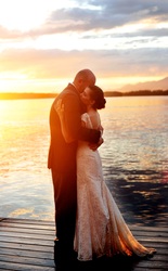 sunset wedding photos in maine