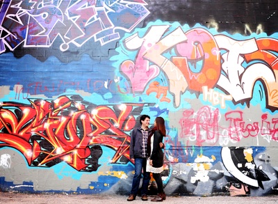 portland, maine graffiti couples session