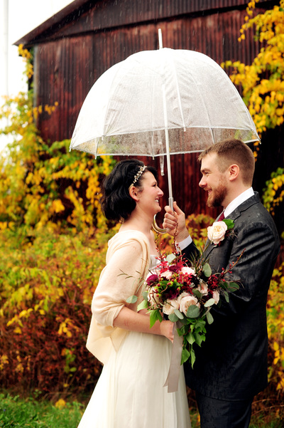 rainy wedding day in maine