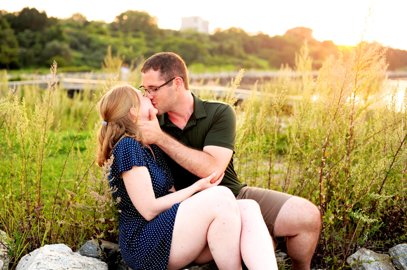 sunset engagement photos in portland, maine